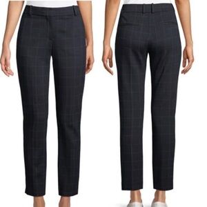 EUC ✨ Theory Straight-Leg Windowpane-Check Stretch Knit Trousers Blue Size 0